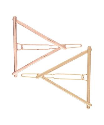 2Pcs Gold & Rose Gold Minimalist Triangle Shaped Geometric Metal HairpinsHair ClipClutch for   2