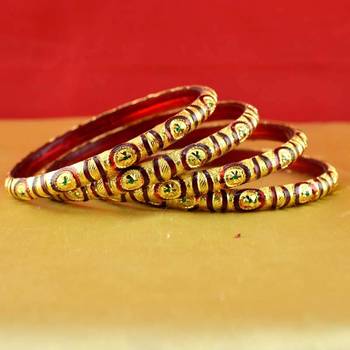 Rajasthani gokharoo,kara churi meenakari,moti,cz,stone,bangles size-2.4,2.6,2.8 1