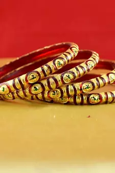 Rajasthani gokharoo,kara churi meenakari,moti,cz,stone,bangles size-2.4,2.6,2.8