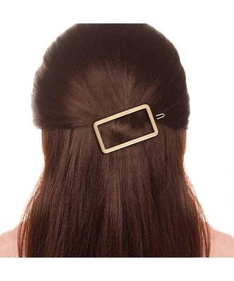 2Pcs Gold & Rose Gold Minimalist Rectangle Shaped Geometric Metal HairpinsHair ClipClutch for   5