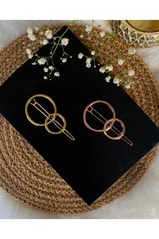 2Pcs Gold & Rose Gold Minimalist Circular Shaped Geometric Metal HairpinsHair ClipClutch for  (A99CLP45CO)