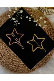 2Pcs Gold & Rose Gold Minimalist Star Shaped Geometric Metal HairpinsHair ClipClutch for  (A99CLP46CO)