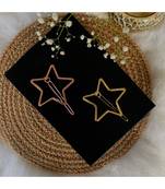 2Pcs Gold & Rose Gold Minimalist Star Shaped Geometric Metal HairpinsHair ClipClutch for  