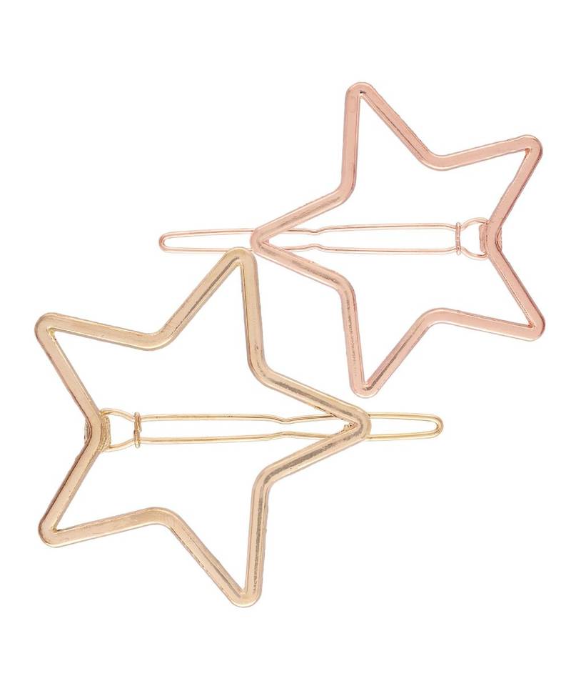 2Pcs Gold & Rose Gold Minimalist Star Shaped Geometric Metal HairpinsHair ClipClutch for  