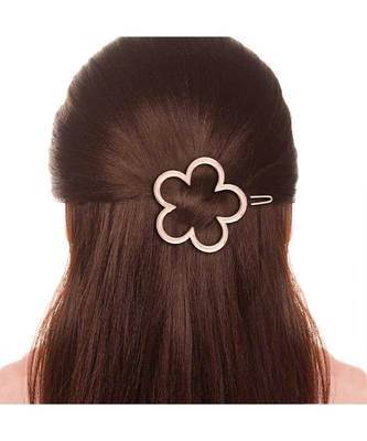 2Pcs Gold & Rose Gold Minimalist Flower Shaped Geometric Metal HairpinsHair ClipClutch for  (A99CLP47CO) 4