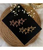 2Pcs Gold & Rose Gold Minimalist Filigree Star Shaped Geometric Metal HairpinsHair ClipClutch for  (A99CLP48CO)