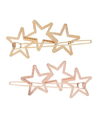2Pcs Gold & Rose Gold Minimalist Filigree Star Shaped Geometric Metal HairpinsHair ClipClutch for  (A99CLP48CO) 3