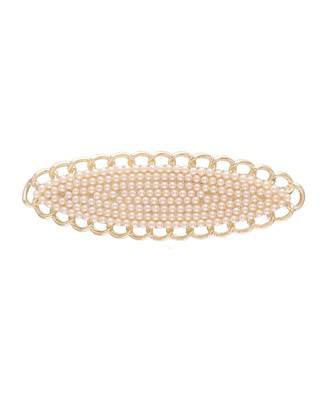 Gold Plated Oval Shaped Pearl Studded Metal HairpinsHair ClipsClutch for  (Pack of 1 pcs) (A99CLP50) 1