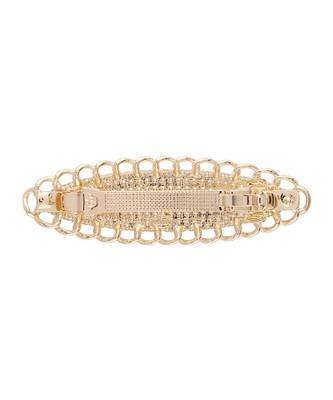 Gold Plated Oval Shaped Pearl Studded Metal HairpinsHair ClipsClutch for  (Pack of 1 pcs) (A99CLP50) 3
