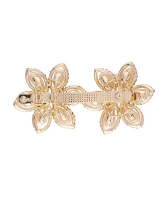 Gold Plated Flower Shaped Pearl Studded with Stone Metal HairpinsHair ClipsClutch for  (Pack of 1 Pcs) (A99CLP51) 3
