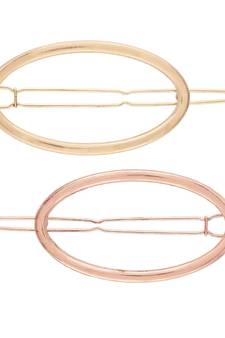 2Pcs Gold & Rose Gold Minimalist Oval Shaped Geometric Metal HairpinsHair ClipClutch for  (Pack of 2 Pcs) (A99CLP58CO)