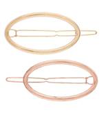 2Pcs Gold & Rose Gold Minimalist Oval Shaped Geometric Metal HairpinsHair ClipClutch for  