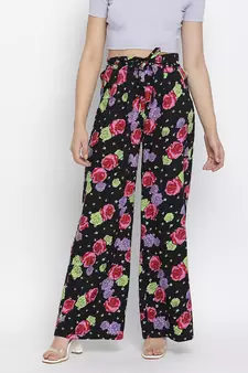 Chic floral print highwaisted women pants