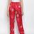 Glories red  Satin florestic women nightwear pajama