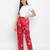 Glories red  Satin florestic women nightwear pajama