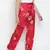 Glories red  Satin florestic women nightwear pajama