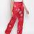 Glories red  Satin florestic women nightwear pajama