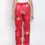 Glories red  Satin florestic women nightwear pajama