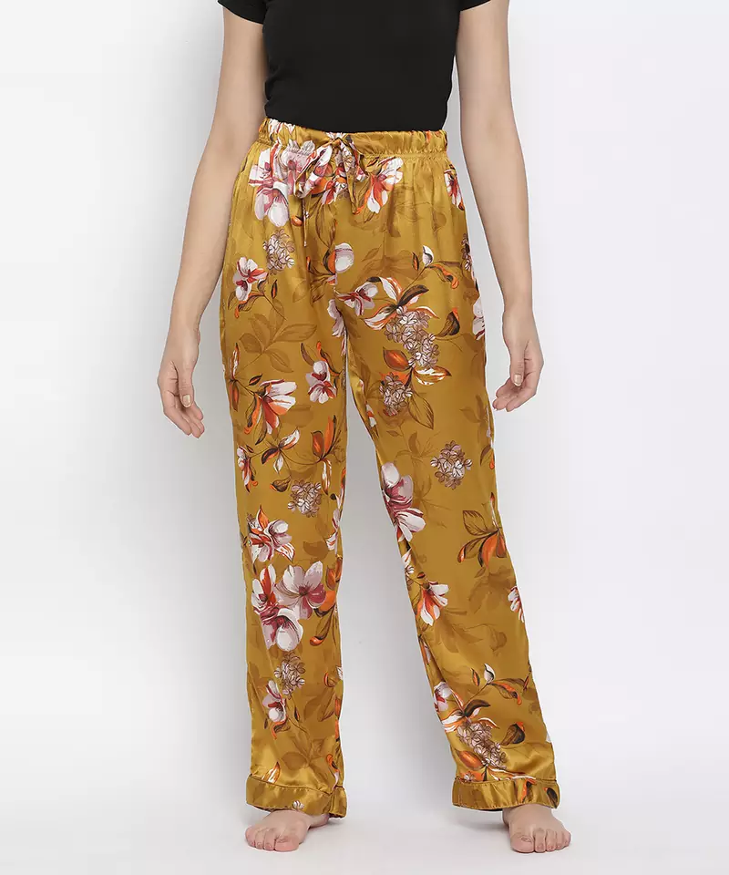 Bloom floral satin print women nightwear pajama