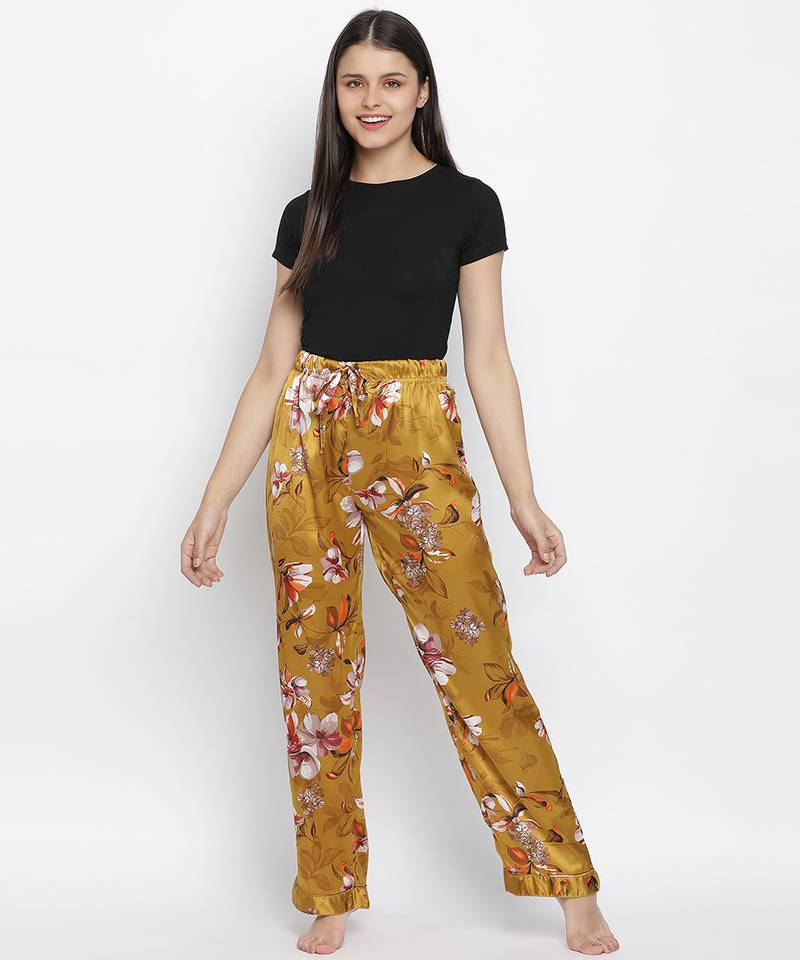 Bloom floral satin print women nightwear pajama