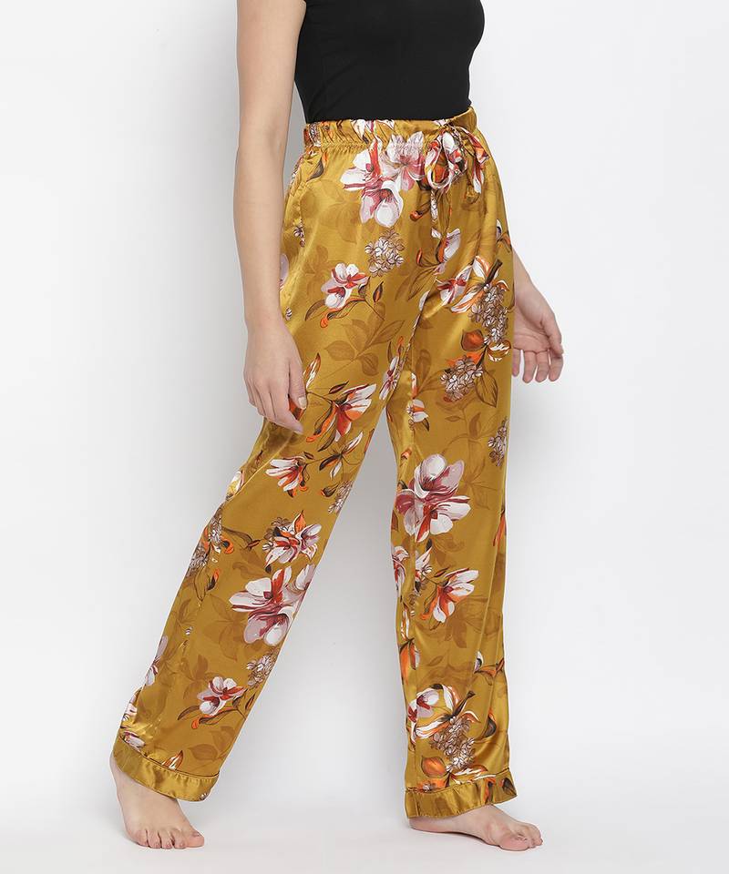 Bloom floral satin print women nightwear pajama