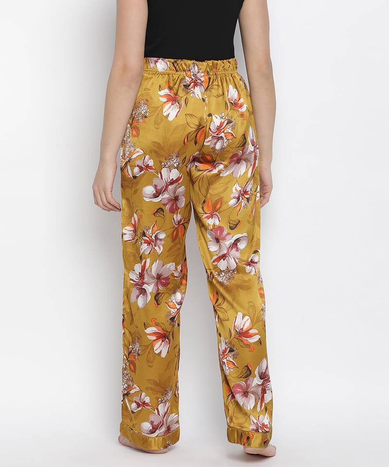 Bloom floral satin print women nightwear pajama