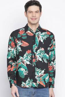 Rousing tropical print men shirt