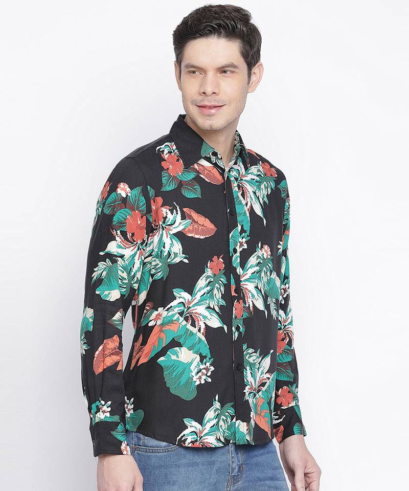 Rousing tropical print men shirt