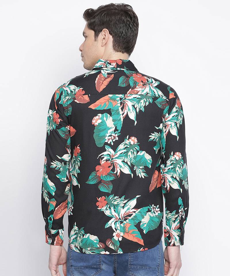 Rousing tropical print men shirt