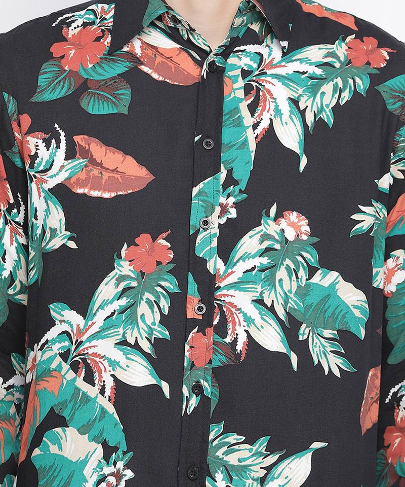 Rousing tropical print men shirt