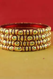 Rajasthani gokharoo,kara churi meenakari,moti,cz,stone,bangles size-2.4,2.6,2.8