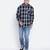 Stud blue brusg check cotton men shirt