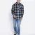 Stud blue brusg check cotton men shirt