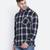 Stud blue brusg check cotton men shirt
