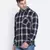 Stud blue brusg check cotton men shirt