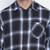 Stud blue brusg check cotton men shirt