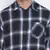 Stud blue brusg check cotton men shirt