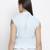 Glossy chic blue pussy bow women top