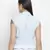 Glossy chic blue pussy bow women top