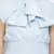 Glossy chic blue pussy bow women top