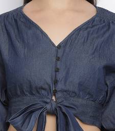 Jack denim tie- knot women crop top