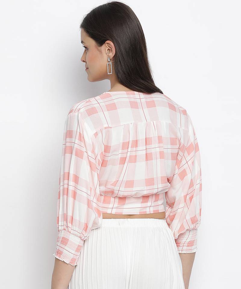 Angel frapee checked print women crop top