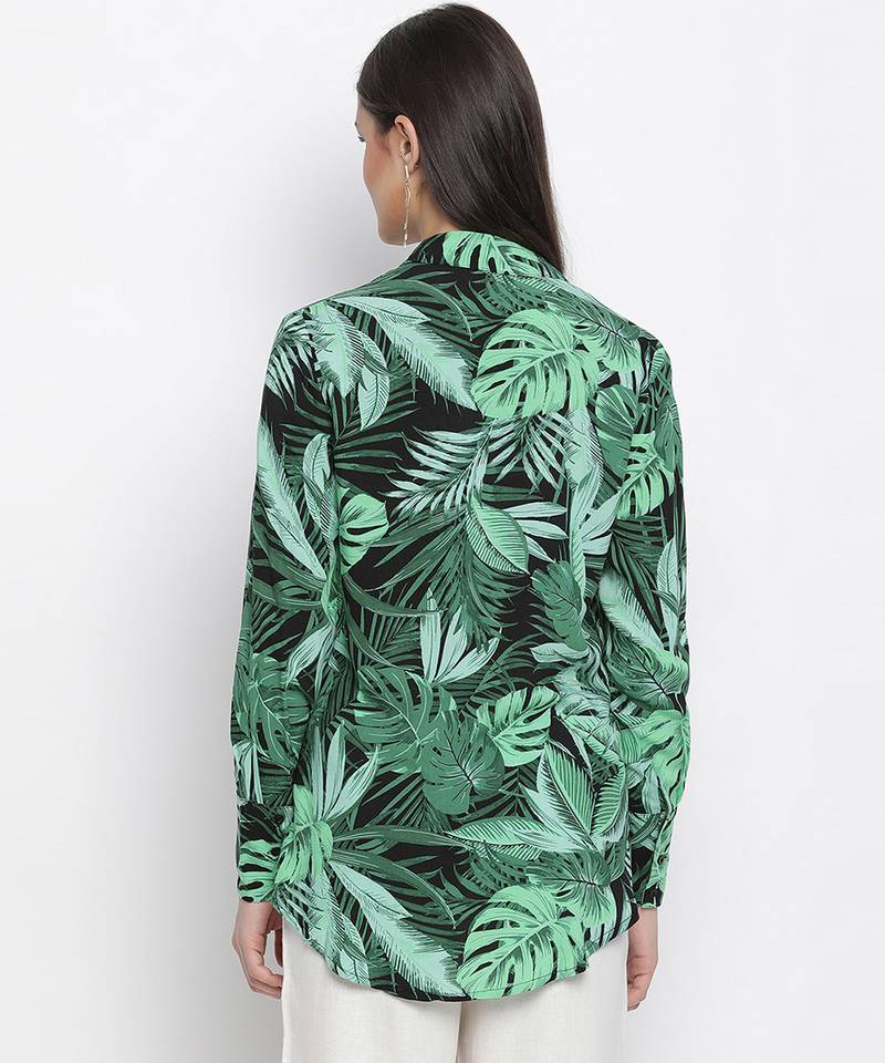 Garden fused tropical print women shirt
