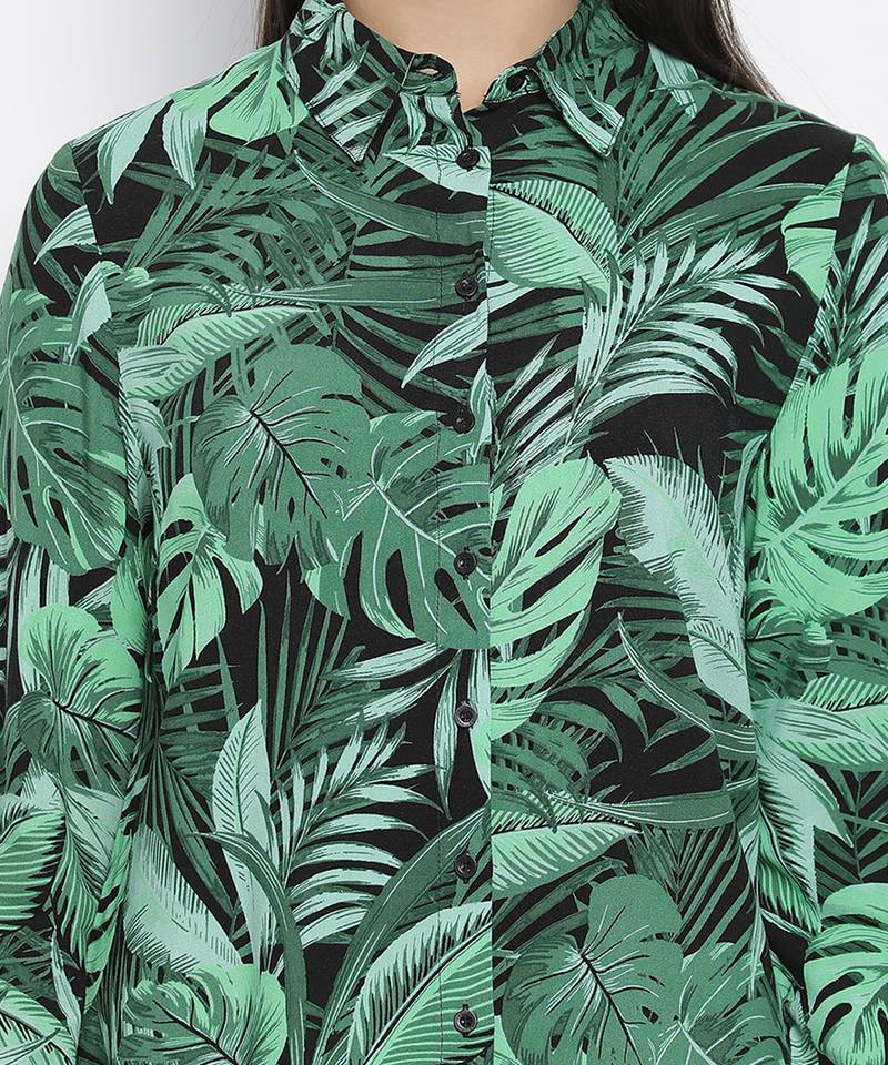 Garden fused tropical print women shirt