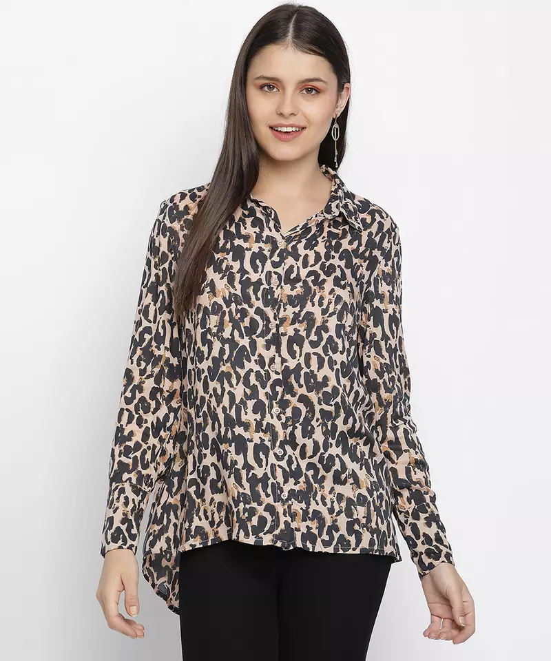 Neutral pop animal print women shirt