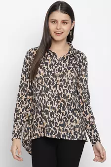 Neutral pop animal print women shirt