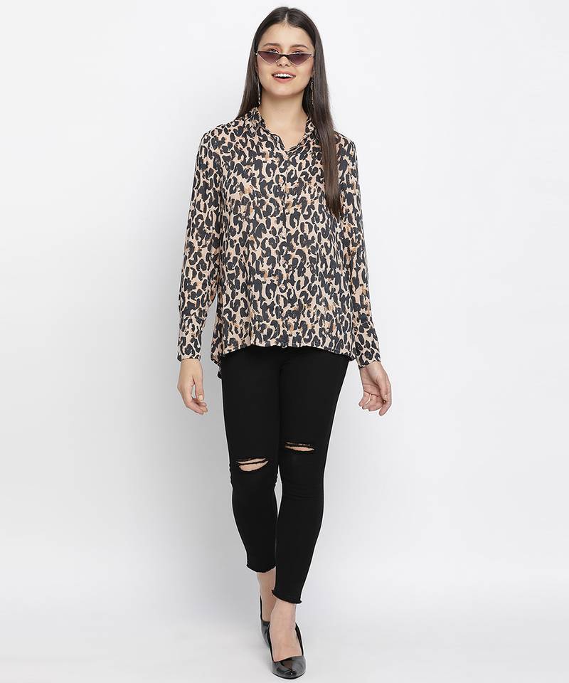 Neutral pop animal print women shirt