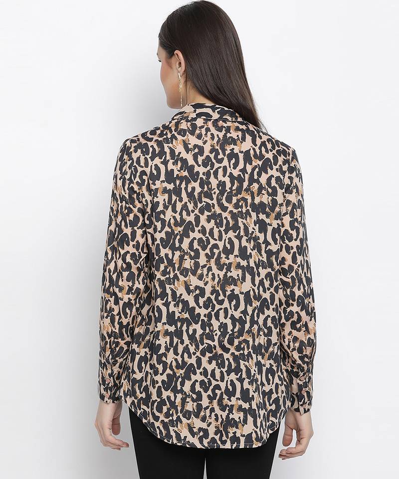 Neutral pop animal print women shirt