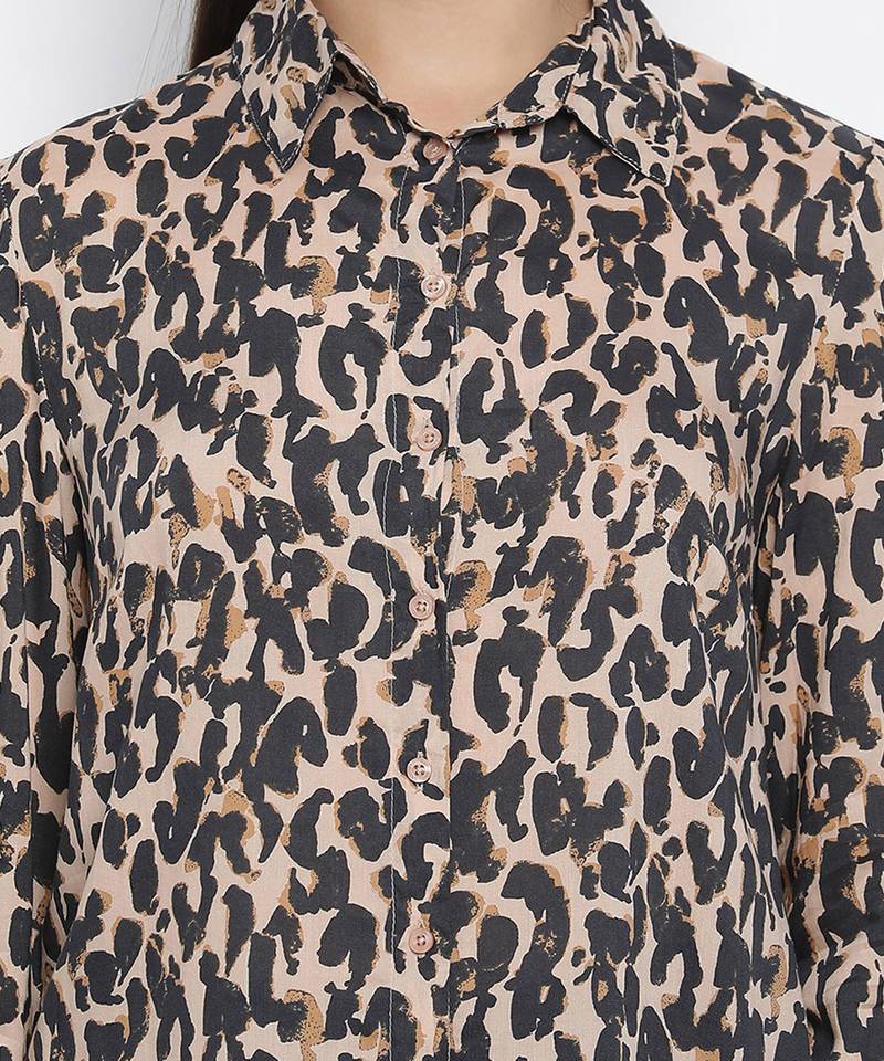 Neutral pop animal print women shirt