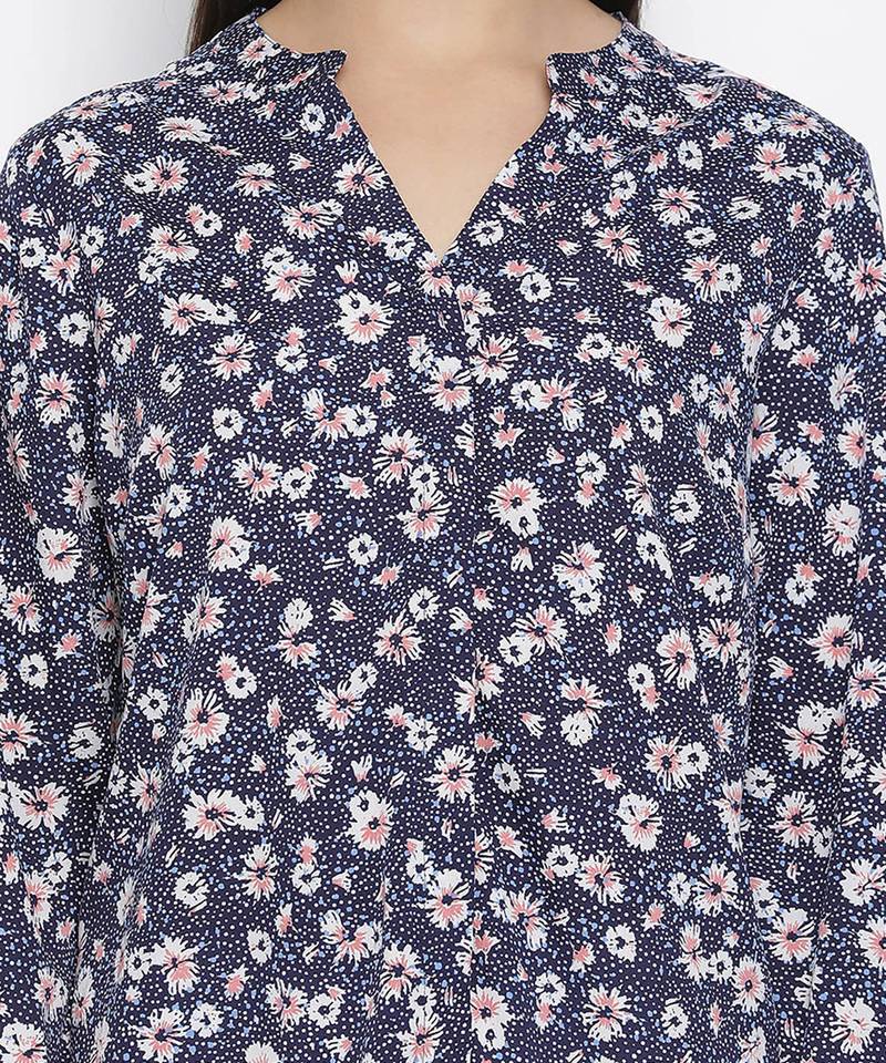 Lashal Blue floral print women top